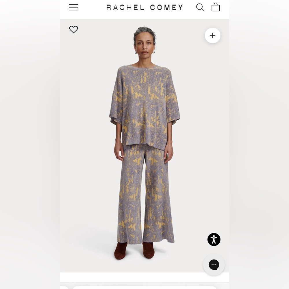 Rachel Comey luxe knit set: Vilma T-shirt and Jinx Pants. Fall/Winter 2024.